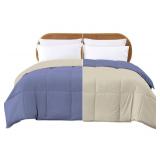 Queen Reversible Down Alternative Comforter - Blue/Cream