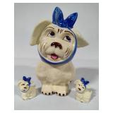 Shawnee Pottery - Muggsy Toothache Dog Cookie Jar and Matching Salt & Pepper Shakers