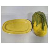 Shawnee Pottery - Corn King Casserole, Covered Butter Dish & Large Salt & Pepper Shaker Set