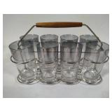 Silver Faded Rim MCM Highball Glasses w/Holder