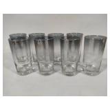 Silver Faded Rim MCM Highball Glasses w/Holder