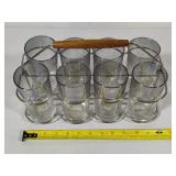 Silver Faded Rim MCM Highball Glasses w/Holder