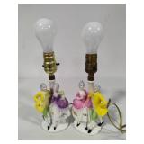 Pair of Victorian Couple Dancing Table Lamps - In Working Order