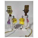 Pair of Victorian Couple Dancing Table Lamps - In Working Order