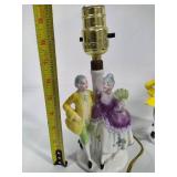 Pair of Victorian Couple Dancing Table Lamps - In Working Order
