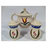 Shawnee Pottery - Pennsylvania Dutch Teapot and Large Salt & Pepper Shakers