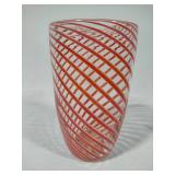Red Swirl Glass Art Vase