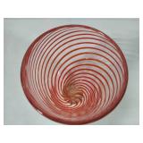 Red Swirl Glass Art Vase