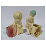 Shawnee Pottery - Two Boys by Stump Planters