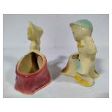 Shawnee Pottery - Two Boys by Stump Planters
