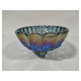 Indiana Glass Iridescent Blue Oval Scalloped Serving Bowl