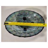 Indiana Glass Iridescent Blue Oval Scalloped Serving Bowl