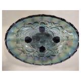 Indiana Glass Iridescent Blue Oval Scalloped Serving Bowl