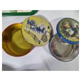 Three Metal Cockatiel Trays & Two Metal Tins/Lids