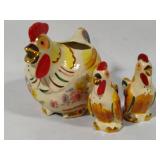 Shawnee Pottery - Chanticleer Golden Rooster Pitcher and Matching Tall Salt & Pepper Shaker Set