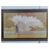 "Dawn" Large Framed Art Piece by Robert Wood in Vintage Frame