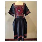 Embroidered Tie-Waist Dress