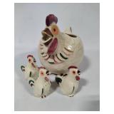 Shawnee Pottery - Chanticleer Rooster Pitcher with Short Salt & Pepper Shaker Set +