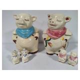 Shawnee Pottery - Smiley Pig Cookie Jars & Salt & Pepper Shakers