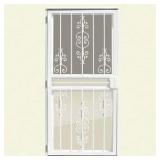Unique Home Designs 36 in. x 80 in. Estate White Recessed Mount All Season Security Door with Insect Screen and Glass Inserts