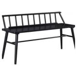 Walker Edison Lennon Boho Solid Wood Low Spindle-Back Bench 47 Inch Black