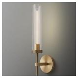 YUYI 19 in. 1-Light Gold Wall Sconce, Modern Wall Light with Glass Tube for Living Room, Dining Room (1-Sets)