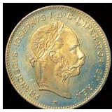 UNC/Details Gold 1892 Austria 4 Florins/10 Francs, 3.23g @ 90% Fine, .094 OzT AGW, KM#2260