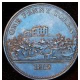 Scarce High Grade 1812 Nottingham England JM Fellows Penny Token, Original Surfaces, Withers#940