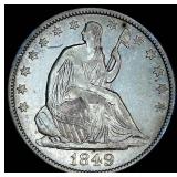 Slightly Better Date 1849-P Seated Liberty Half Dollar, XF/XF+