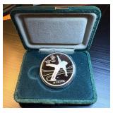 1987 Proof Calgary Olympics Figure Skating Silver $20 Coin w/Display Case - 1.10 OzT @ .925 Fine