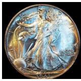 Uncirculated 1943 Walking Liberty Half Dollar, Original Bank Roll, Original Surfaces w/Slight Bronze Toning