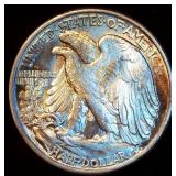 Uncirculated 1943 Walking Liberty Half Dollar, Original Bank Roll, Original Surfaces w/Slight Bronze Toning