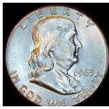 Uncirculated 1963 Franklin Half Dollar, Near Full Luster