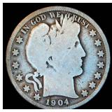 Semi Key 1904-S Barber Half Dollar, Original Surfaces