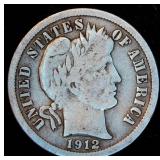 VG+/F 1912 Barber Dime, Original Surfaces