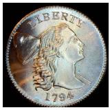 Set of (5) US Made Gallery Mint Museum Copper Coins, Precision Replicas of 1794 and 1796 Flowing Hair & Liberty Cap Coins