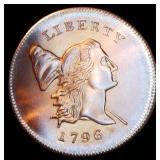 Set of (5) US Made Gallery Mint Museum Copper Coins, Precision Replicas of 1794 and 1796 Flowing Hair & Liberty Cap Coins