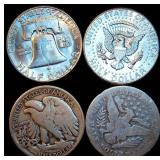 Half Century of Silver Half Dollars, 1 ea, Barber, Walker, Franklin & 
