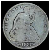 1873-S Seated Half Dollar, Arrows, G+, Original Surfaces