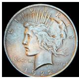 XF+/AU 1922-P Peace Silver Dollar, Original Surfaces w/Good Luster