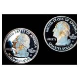(2) 90% Proof Silver ATB Washington Quarters, WV & KS