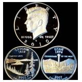 (3) 90% Silver Proof Coins, New From Sets, $1 FV