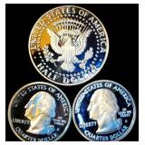 (3) 90% Silver Proof Coins, New From Sets, $1 FV
