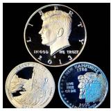 (3) 90% Silver Proof Coins, (1) Toner & (2) New From Sets, $1 FV