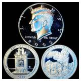 (3) 90% Silver Proof Coins, New From Sets, $1 FV