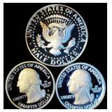 (3) 90% Silver Proof Coins, New From Sets, $1 FV