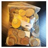 3.23 lbs Mixed Foreign Coinage, Wide Variety of Denominations and Countries, Most 50 Years and Older