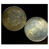 (2) Circulated Silver Dollars, 1.5 OzT TSW