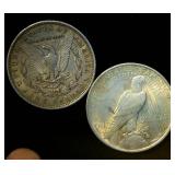(2) Circulated Silver Dollars, 1.5 OzT TSW