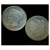 (2) Circulated Silver Dollars, 1.4 OzT TSW